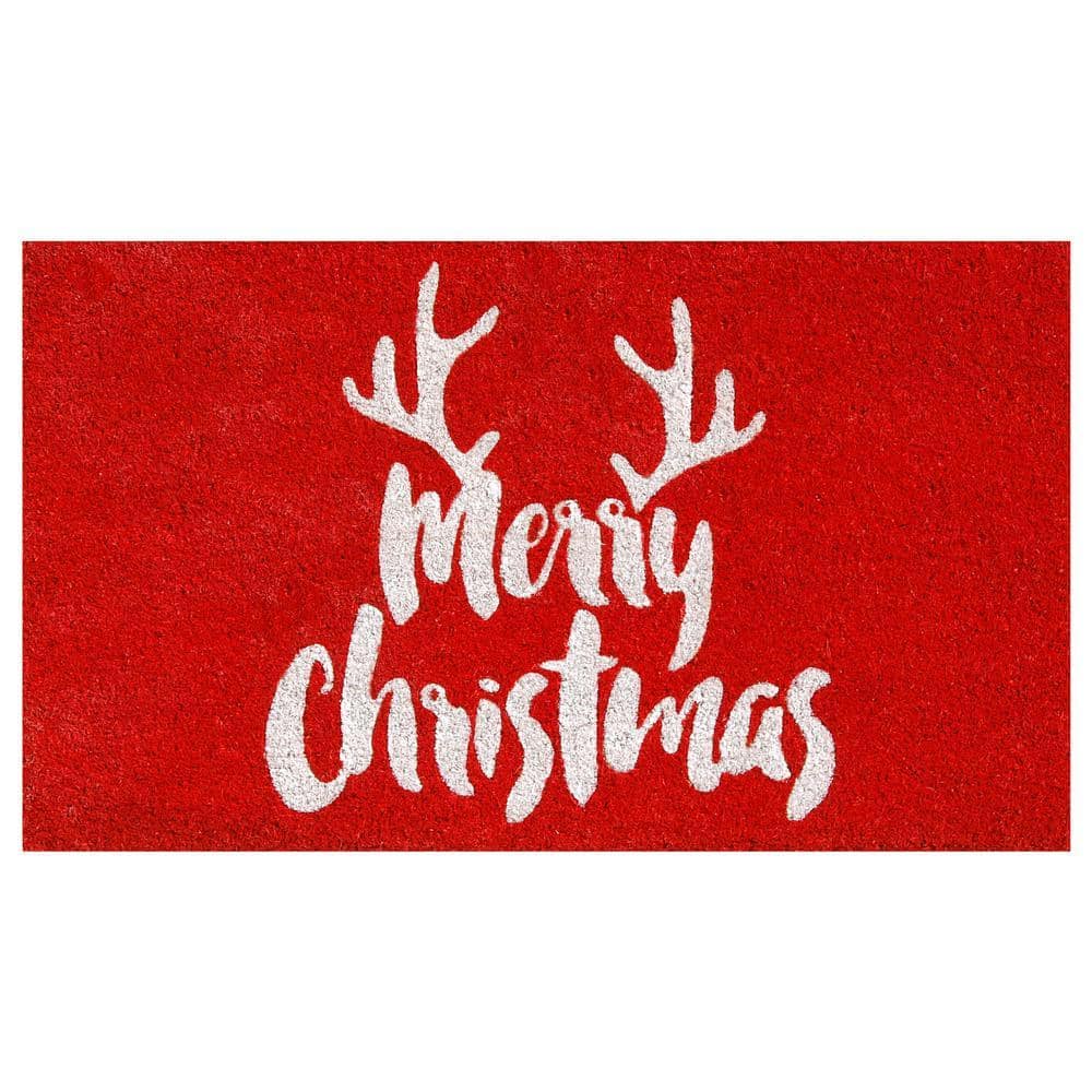 Christmas Antlers Multi-Colored 17 in. x 29 in. Indoor or Outdoor Doormat