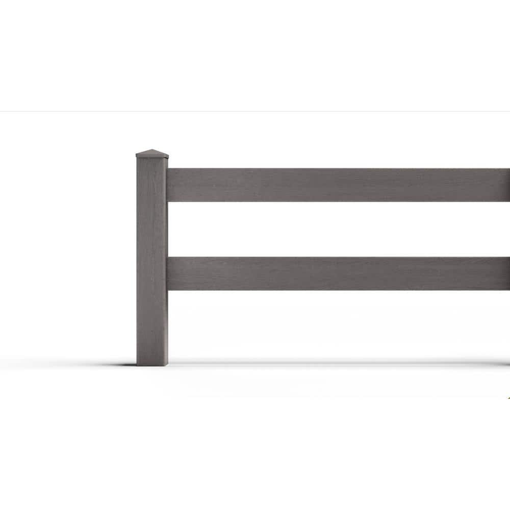 Composite Traditional Two Board Ranch Rail Fence Panel (3 ft. H x 5.75 ft. W) Slate Grey