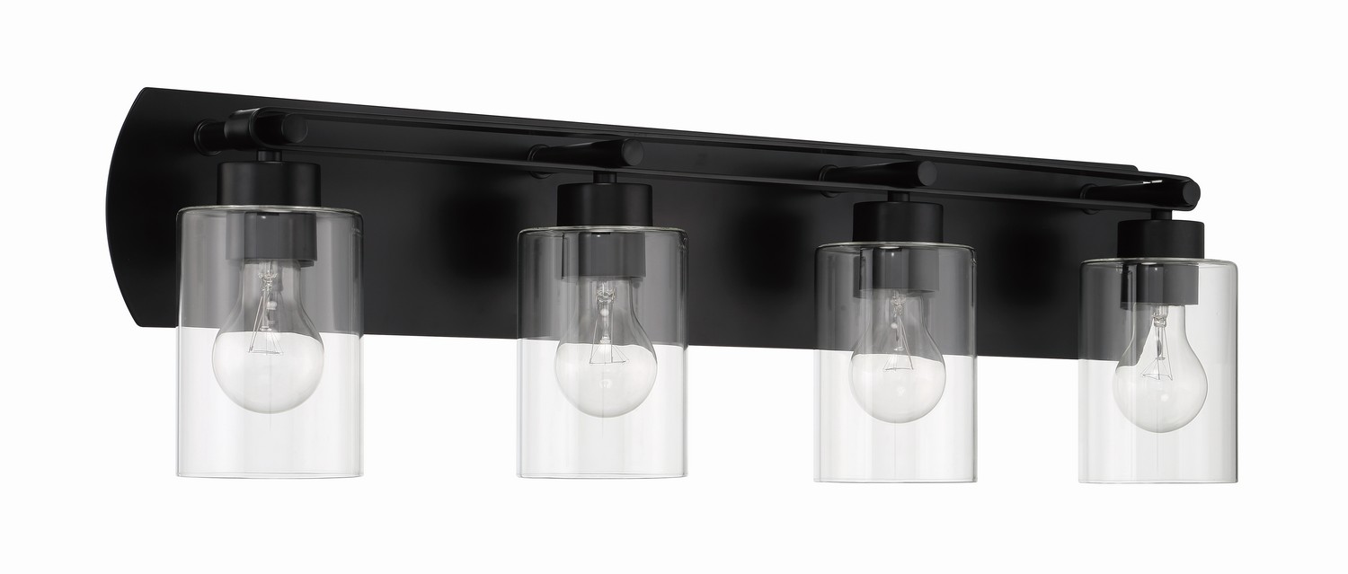 Flat Black Four Light Vanity from the Hendrix Collection