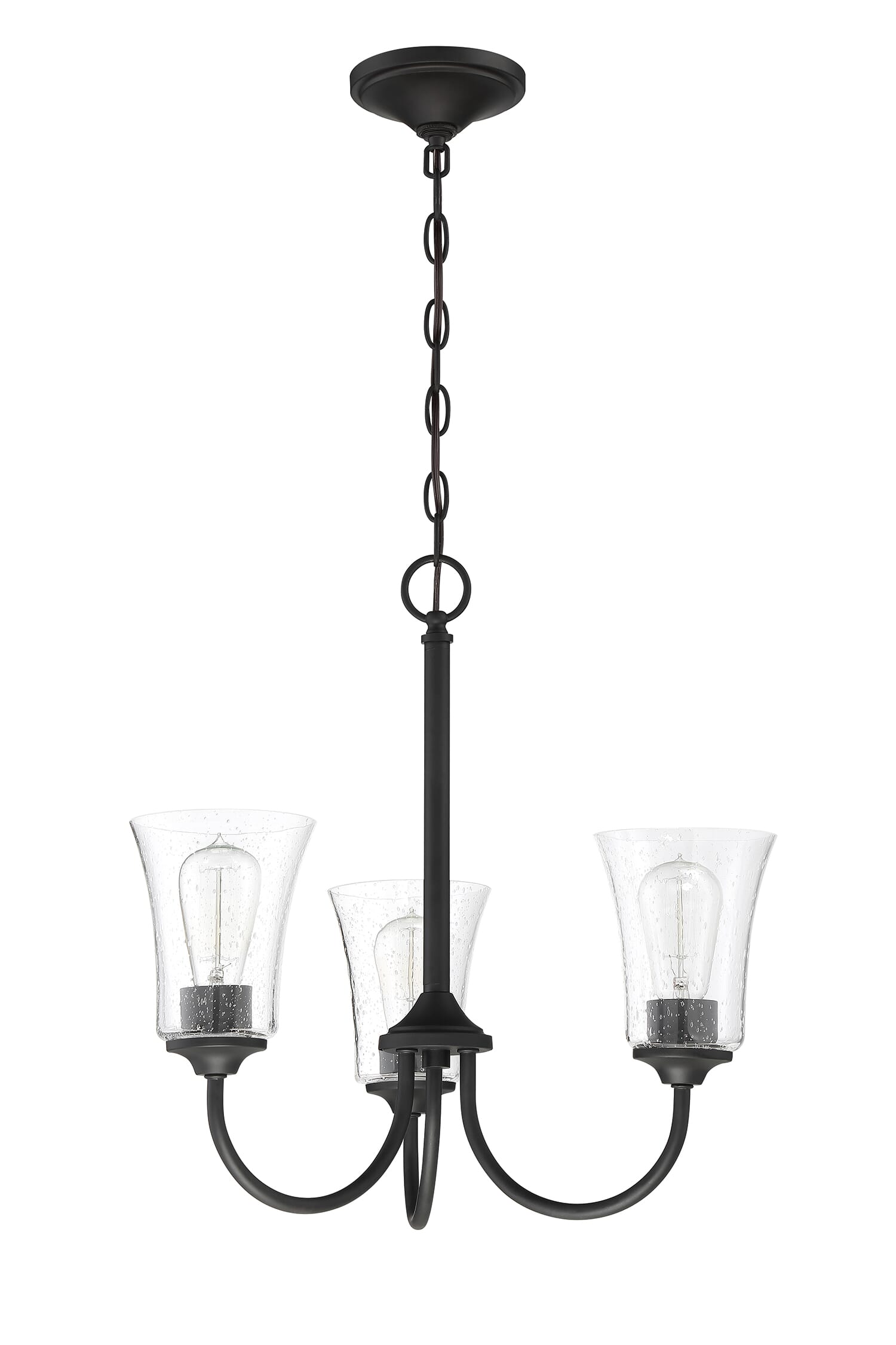 Flat Black Three Light Chandelier from the Gwyneth Collection