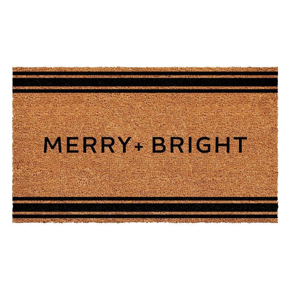 French Stripe Merry + Bright 17 in. x 29 in. Door Mat