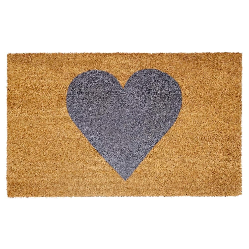 Gray Heart Doormat, 24" x 48"
