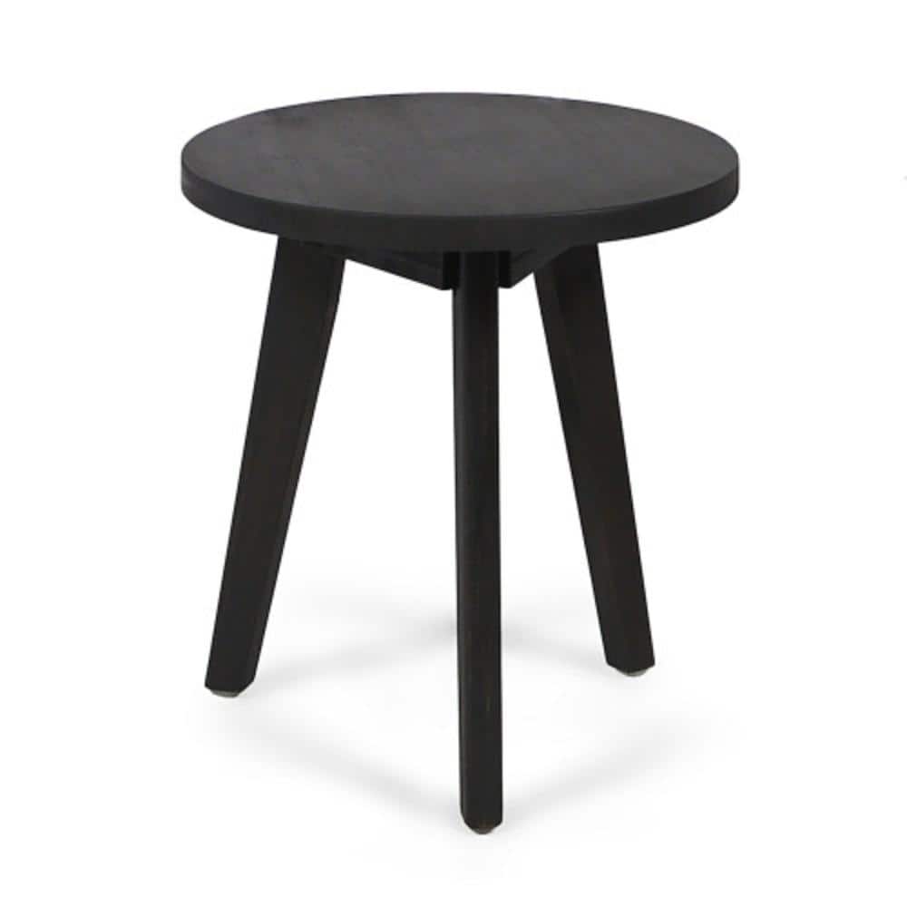 Gray Outdoor Side Table with Solid Wood Tabletop, Weather Resistant