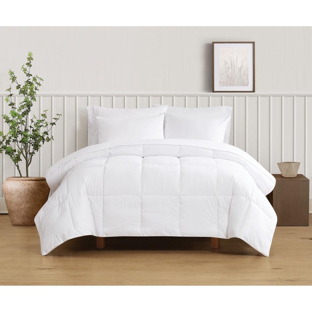 Green Solid Recycled Microfiber White Twin/Twin XL 2 Piece Comforter Set