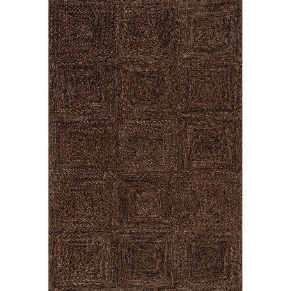 Juniper Tiled Jute Dark Brown 8 ft. x 10 ft. Indoor/Outdoor Patio Rug