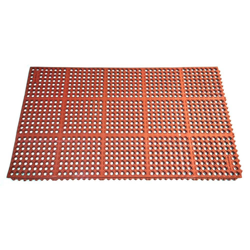 K-Series Terra Cotta 36 in. x 36 in. x 7/10 in. Drain-Thru Grease-Proof Rubber Kitchen Mat