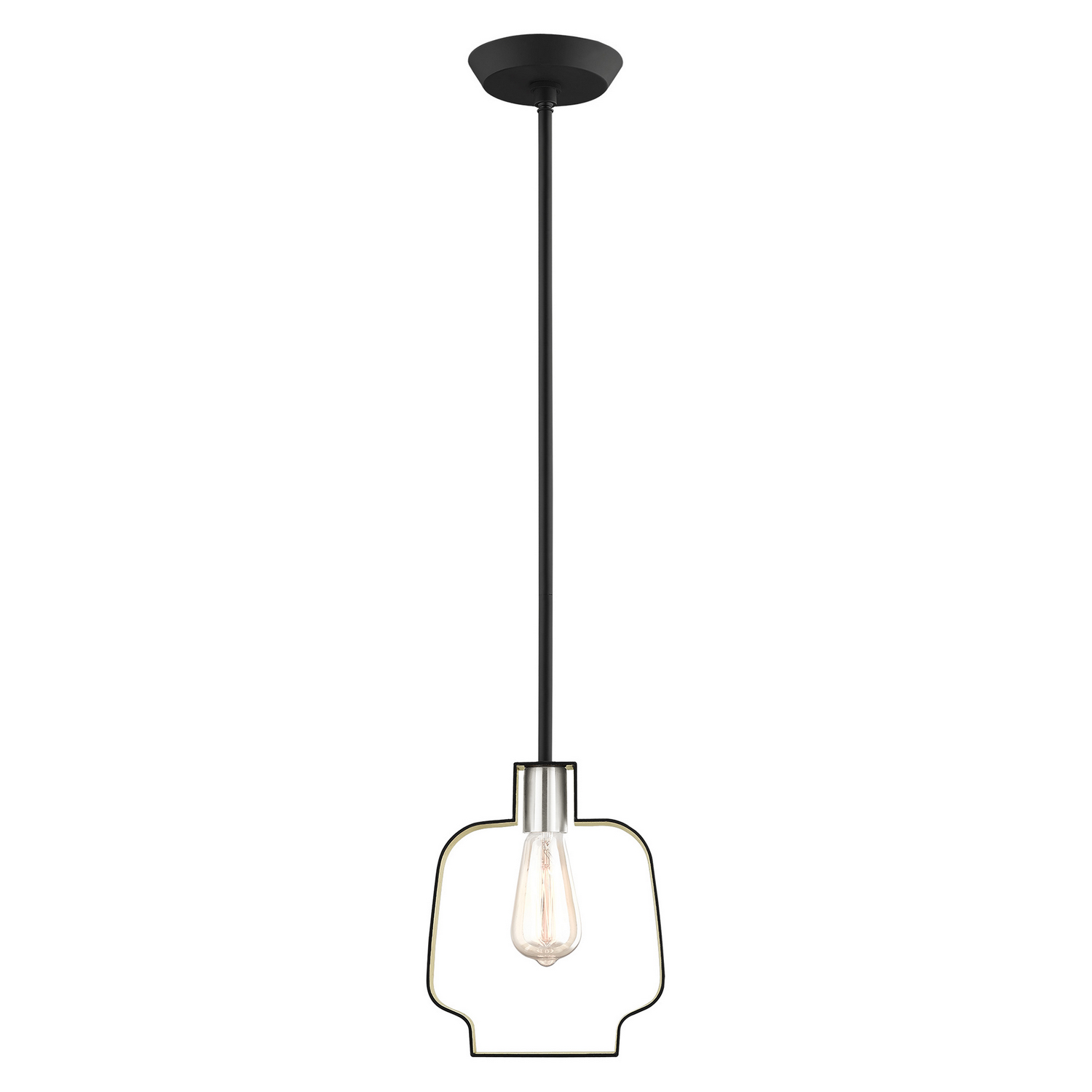 Meadowbrook 1-Light Pendant in Black w with Brushed Nickels