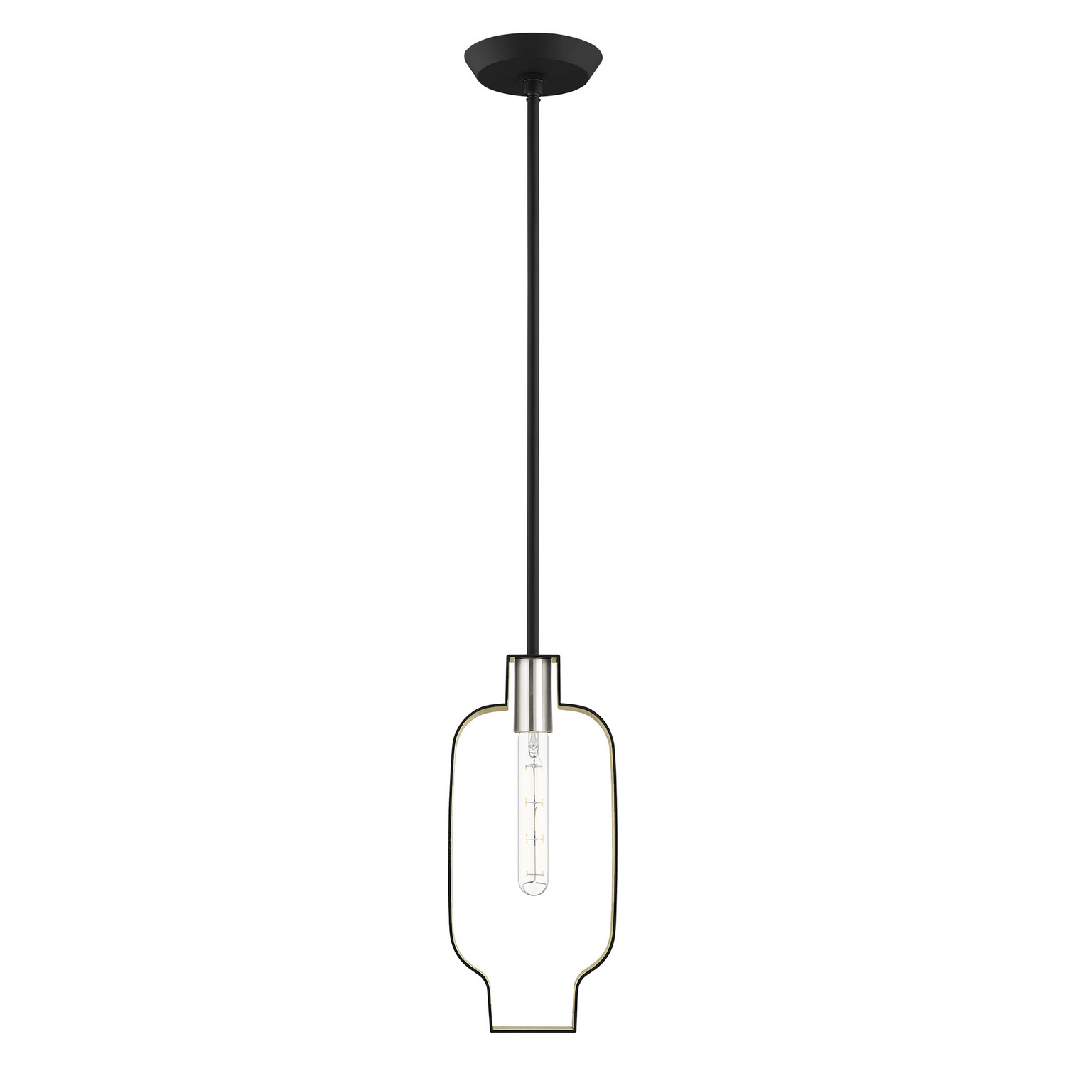 Meadowbrook 1-Light Pendant in Black w with Brushed Nickels