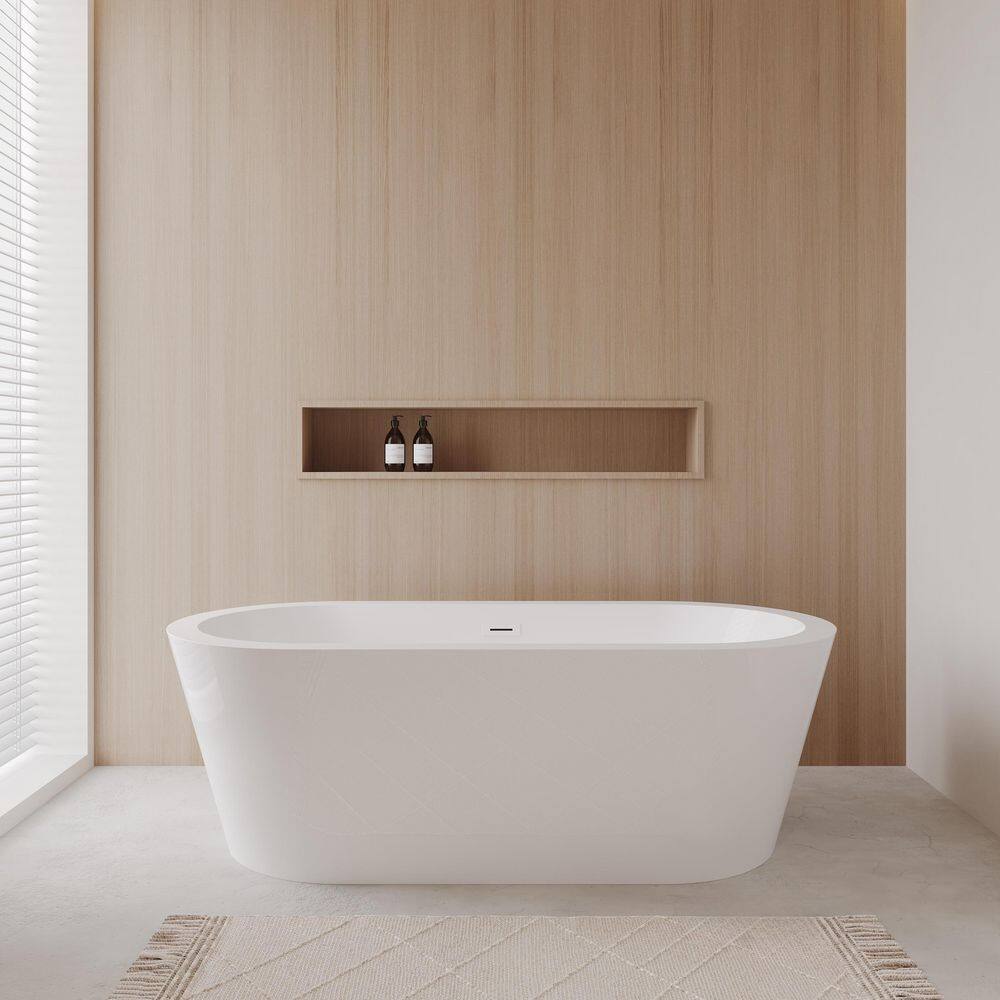 Mermaid 71 in. Acrylic Flatbottom Bathtub in White with Shiny White Trim