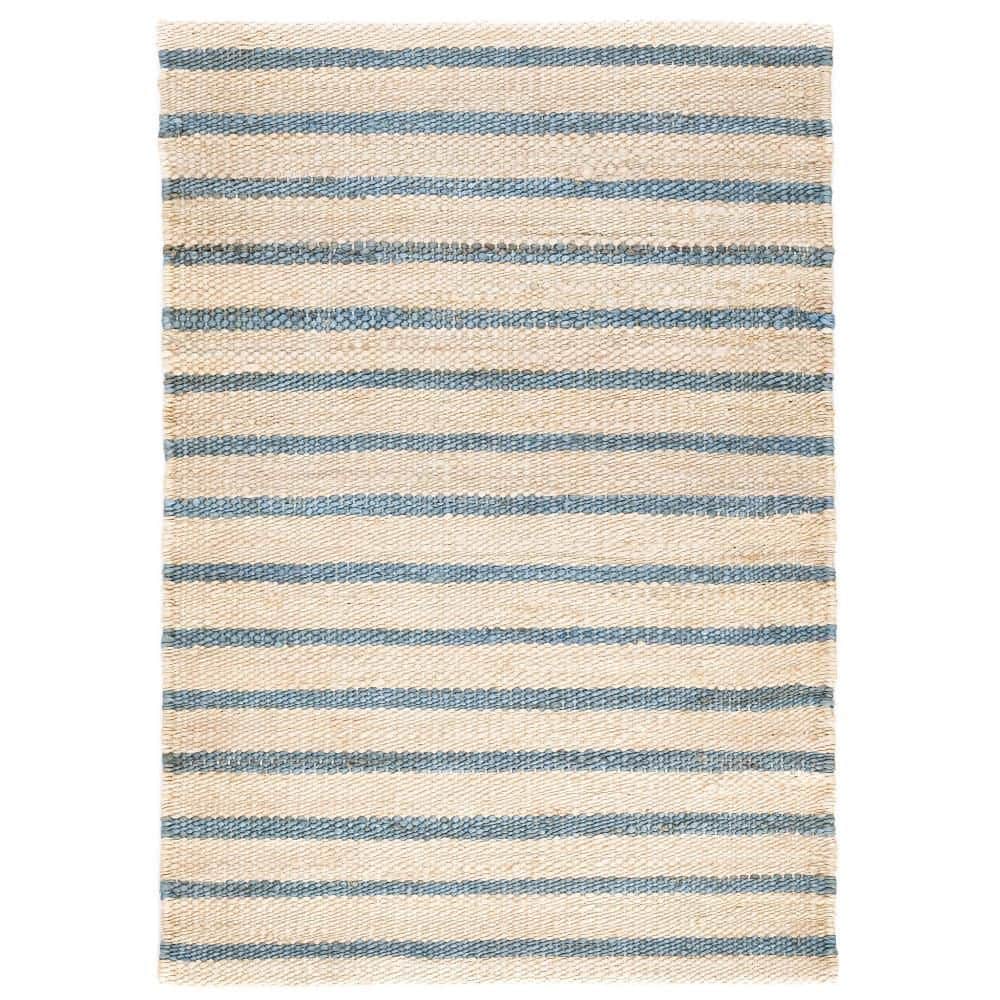 Moana Stripe Handwoven Jute Blue 10 ft. x 14 ft. Indoor Area Rug