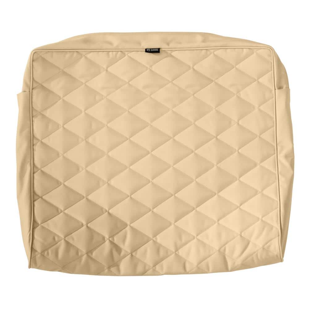 Montlake FadeSafe 25 in. W x 22 in. H x 4 in. T Chamomile Quilted Wide Back Lounge Cushion Slipcover