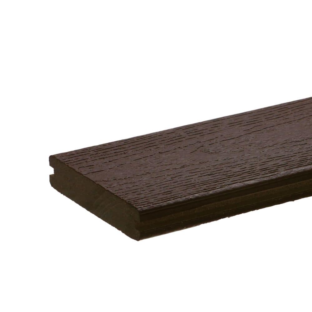 Optima Dekk 1 in. x 6 in. x 16 ft. Black Walnut Grooved Edge Composite Deck Board