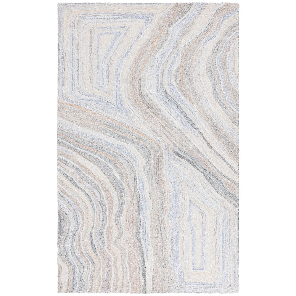 Renewal 4 ft. x 6 ft. Beige/Gray Abstract Wavy Area Rug