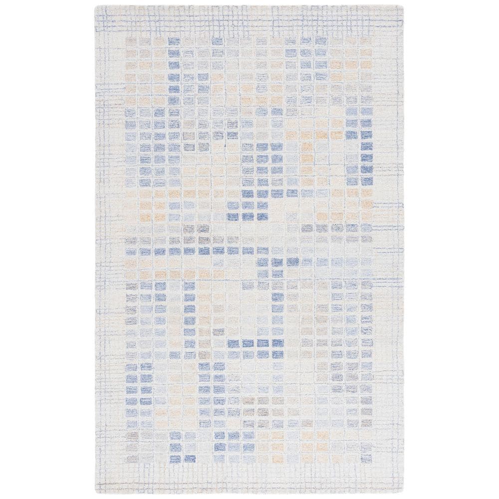 Renewal 5 ft. x 8 ft. Beige/Gray Distressed Tile Area Rug