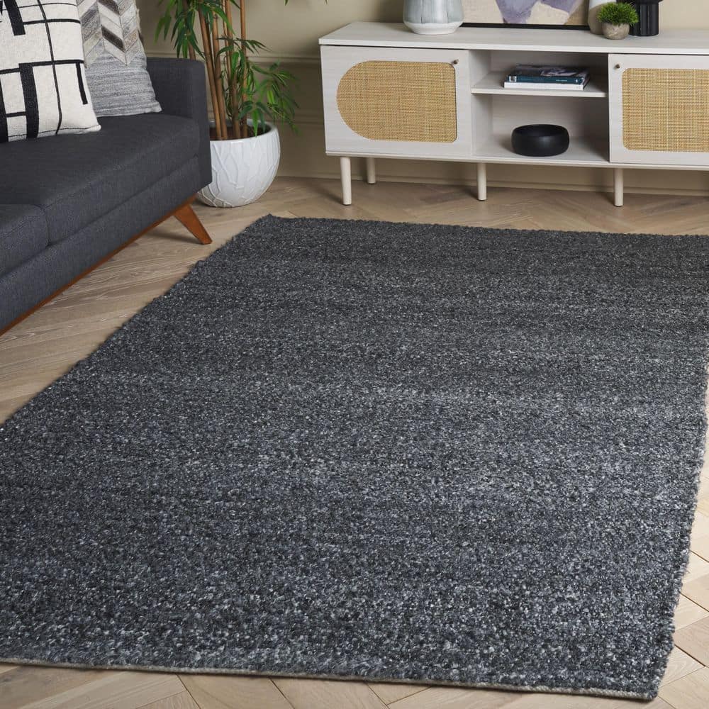 Renewal 5 ft. x 8 ft. Charcoal Distressed Solid Area Rug