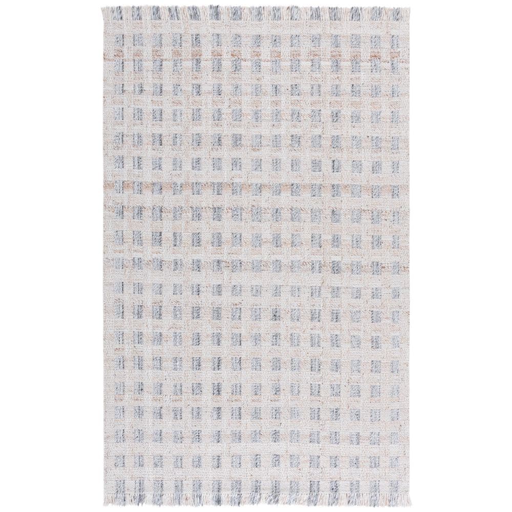 Renewal 5 ft. x 8 ft. Ivory/Gray Lattice Fringe Area Rug