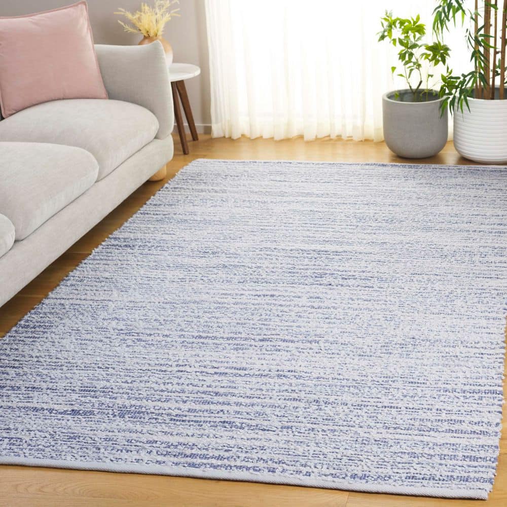 Renewal 6 ft. x 6 ft. Blue/Ivory Abstract Striped Square Area Rug