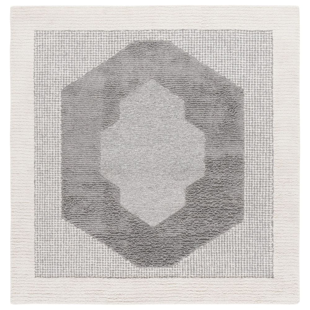 Renewal 6 ft. x 6 ft. Dark Gray/Ivory Medallion Square Area Rug