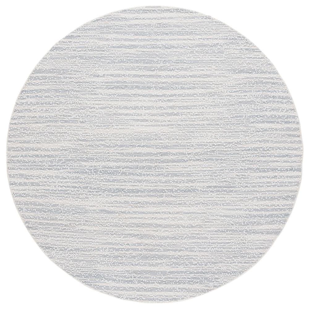 Renewal 6 ft. x 6 ft. Light Blue/Ivory Abstract Striped Round Area Rug