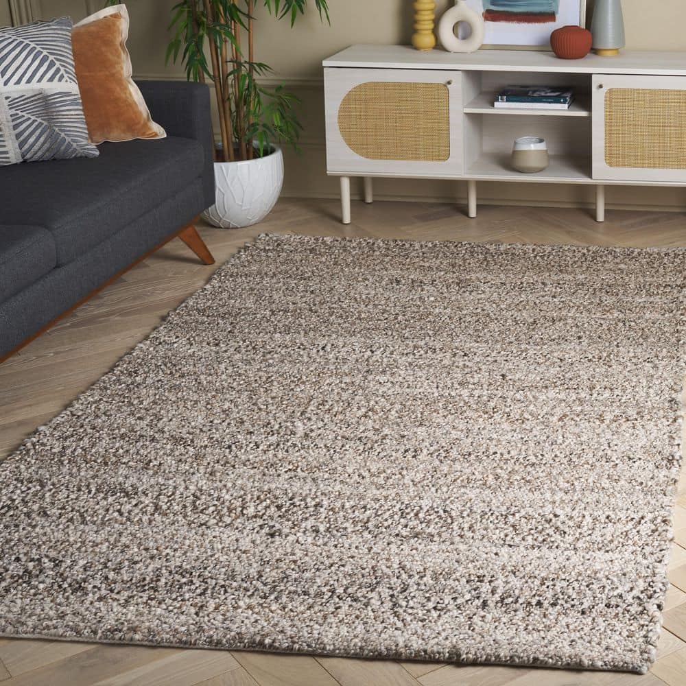 Renewal 6 ft. x 6 ft. Natural/Gray Distressed Solid Square Area Rug