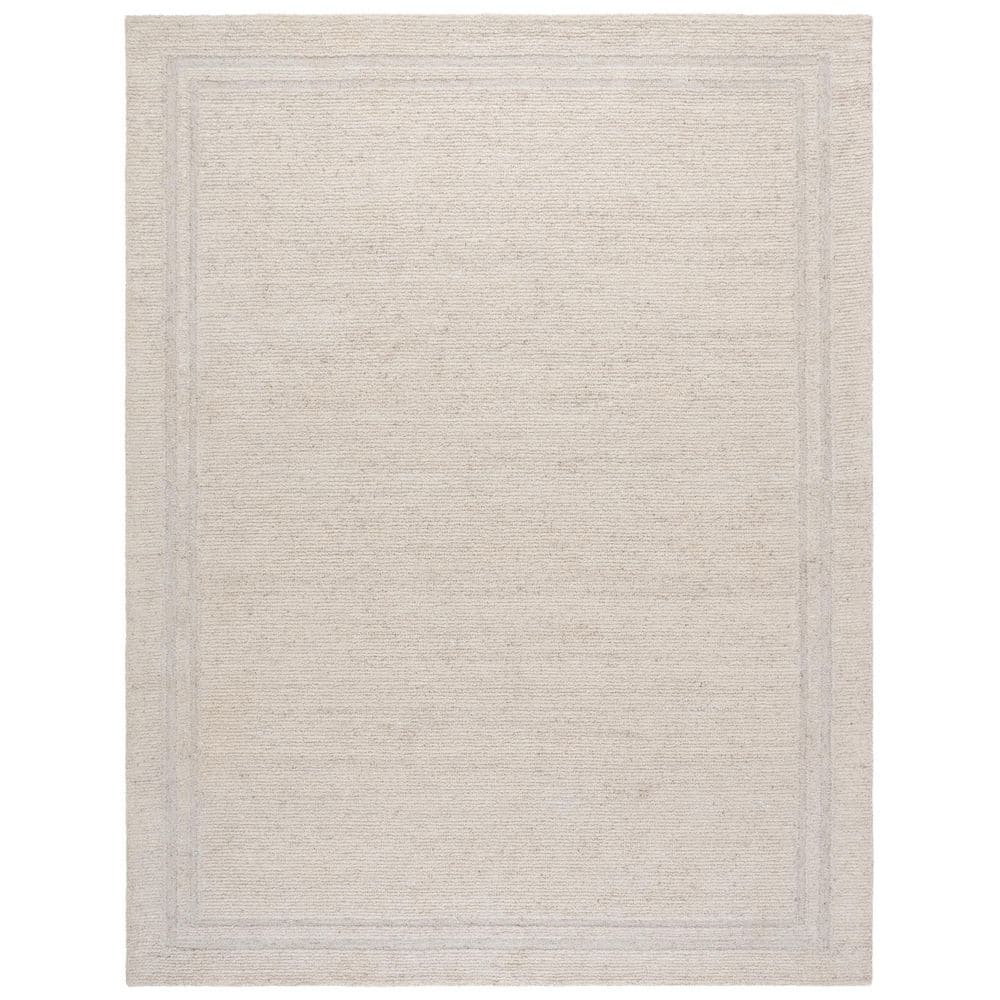 Renewal 8 ft. x 10 ft. Light Beige Solid Border Area Rug