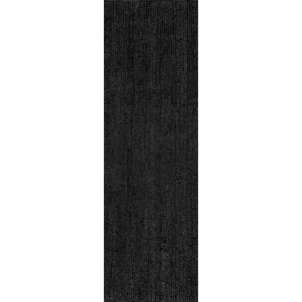 Rigo Chunky Loop Jute Black 3 ft. x 8 ft. Runner Rug