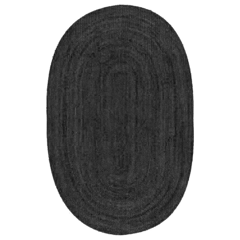 Rigo Chunky Loop Jute Black 4 ft. x 6 ft. Oval Rug