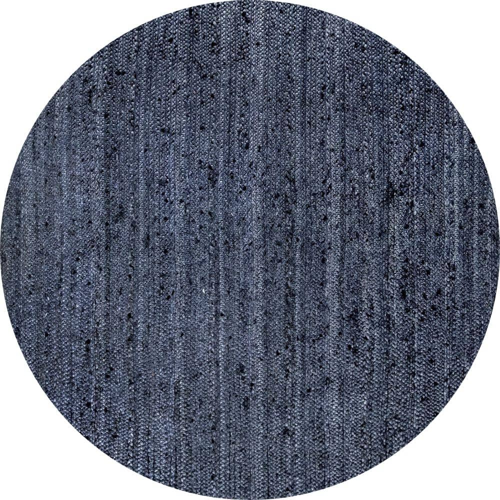 Rigo Chunky Loop Jute Navy 4 ft. Round Rug