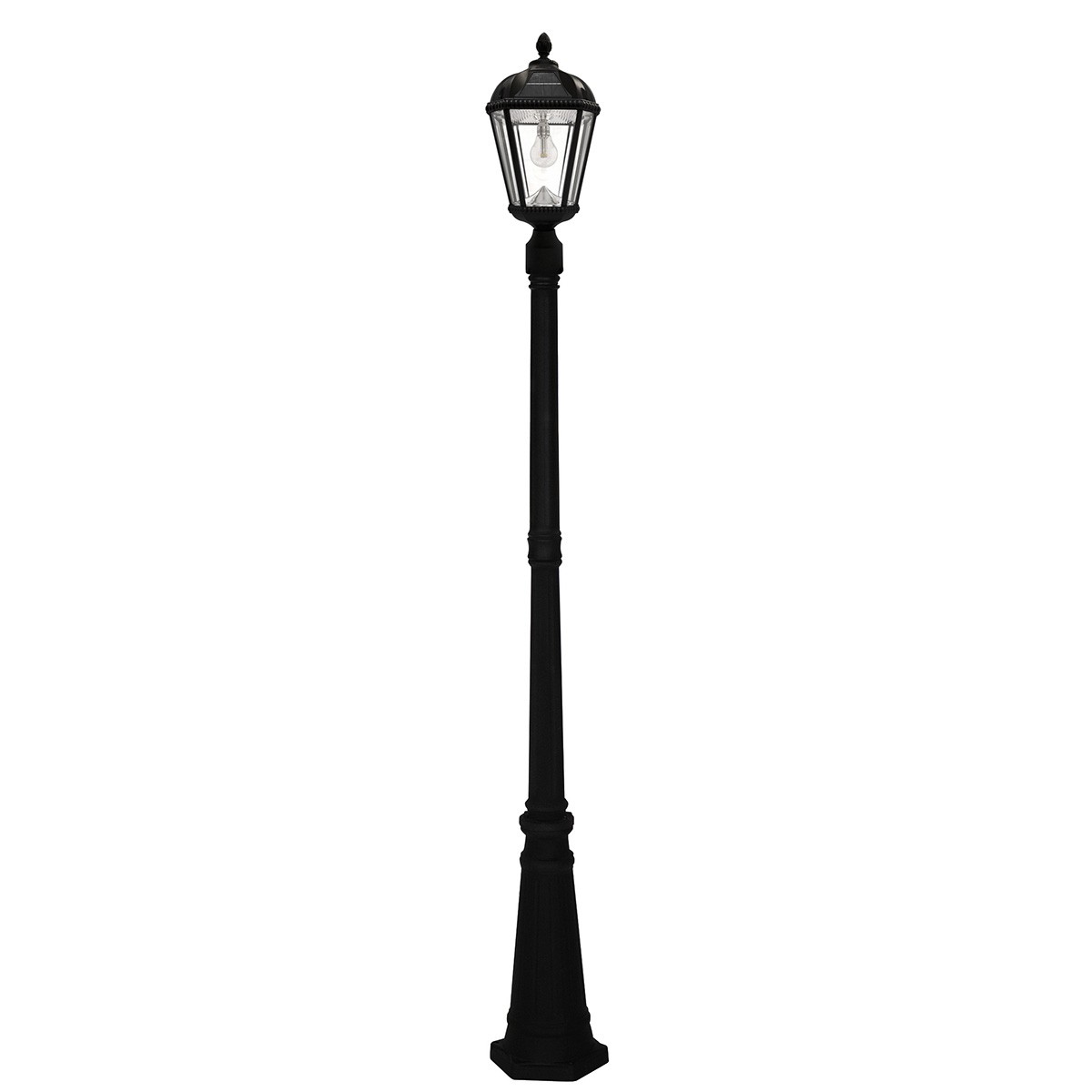 Royal Bulb Solar Lamp Series 1-Light LED Post Mount in Black