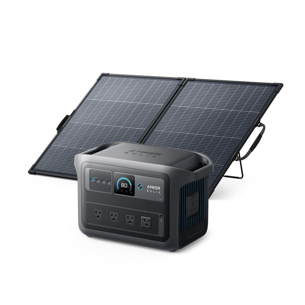 SOLIX C1000X Gen2 2,000W Output 1,024Wh LFP Power Station Push Button Start Solar Generator w/ 200W Bifacial Solar Panel