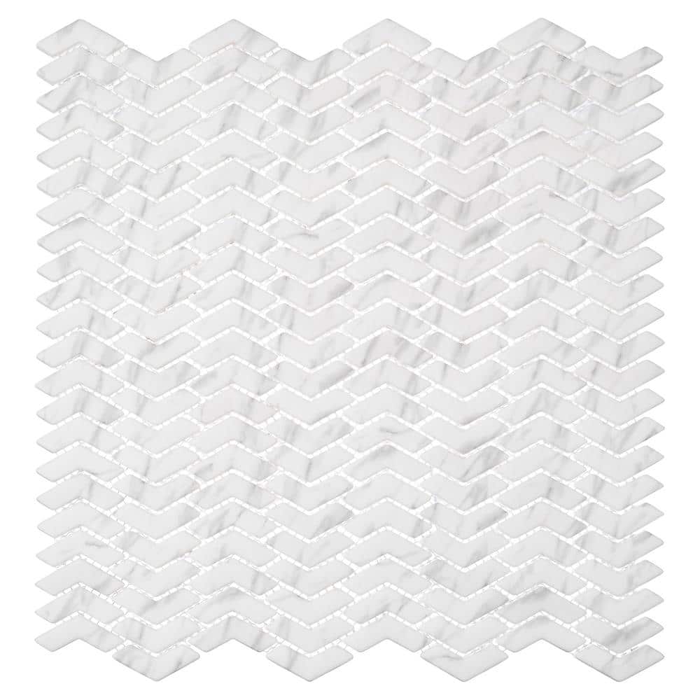 Sansill Rectangle 11.5 in. x 11.37 in. Matte Vanil White Glass Mosaic Tile Sample
