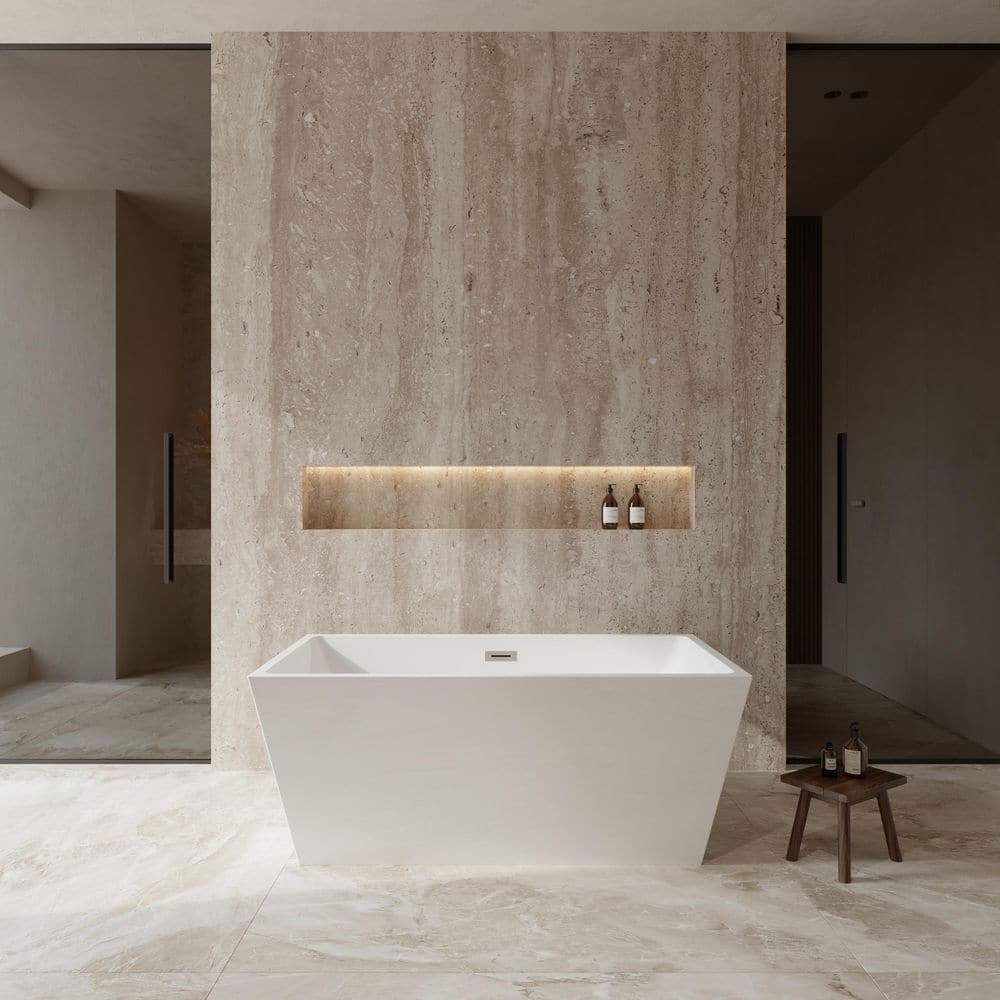 Sara 4.9 ft. Acrylic Flatbottom Non-Whirlpool Bathtub in White with Brushed Nickel Trim