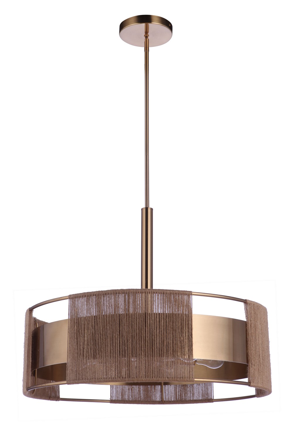 Satin Brass Six Light Pendant from the Kensey Collection