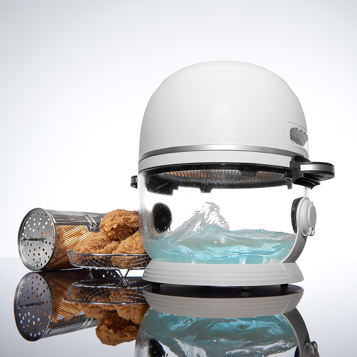 Self-Cleaning Glass Bowl Air Fryer - Black