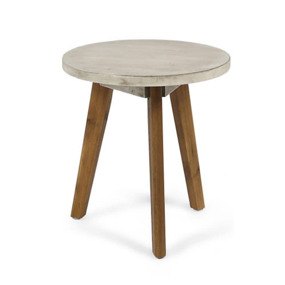 Teak Outdoor Side Table with Solid Wood Tabletop, Weather Resistant