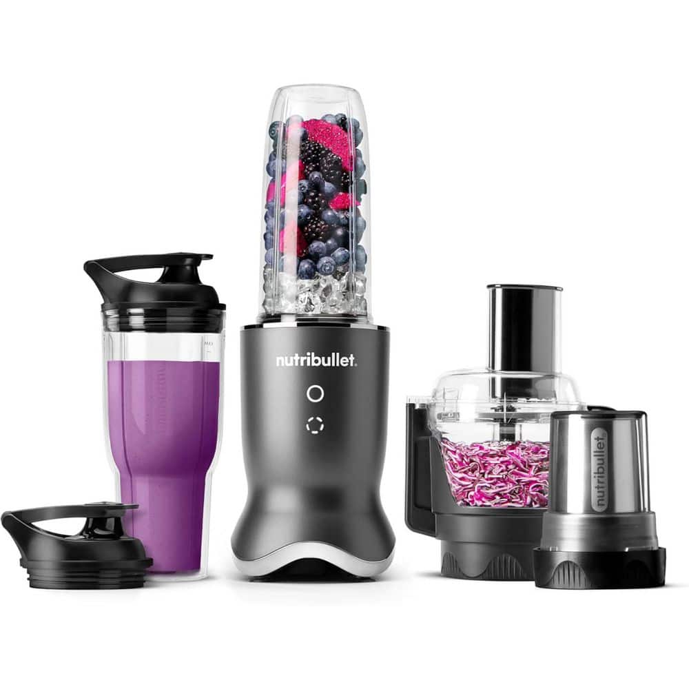 Ultra Plus Kitchen System, 32 oz. and 24 oz. Blending Cups, 2-Cup Food Processor, Single Speed, Gunmetal Grey Blender