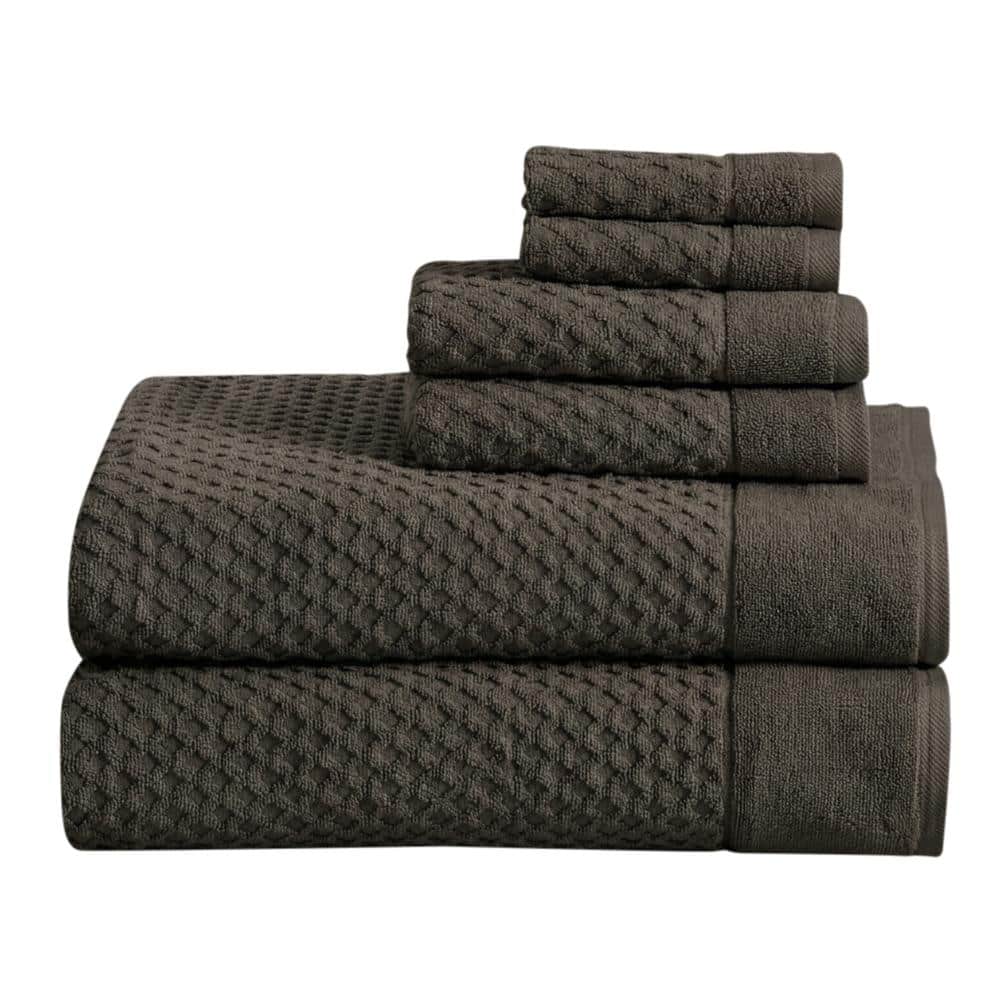 Ultra-Soft 100% Cotton Diamond Waffle 6-Piece Bath Sheet Set, Midnight