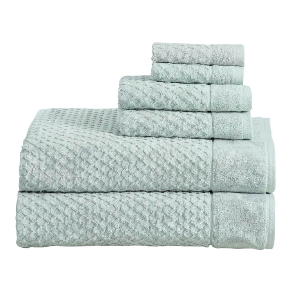 Ultra-Soft 100% Cotton Diamond Waffle 6-Piece Bath Sheet Set, Pastel Blue