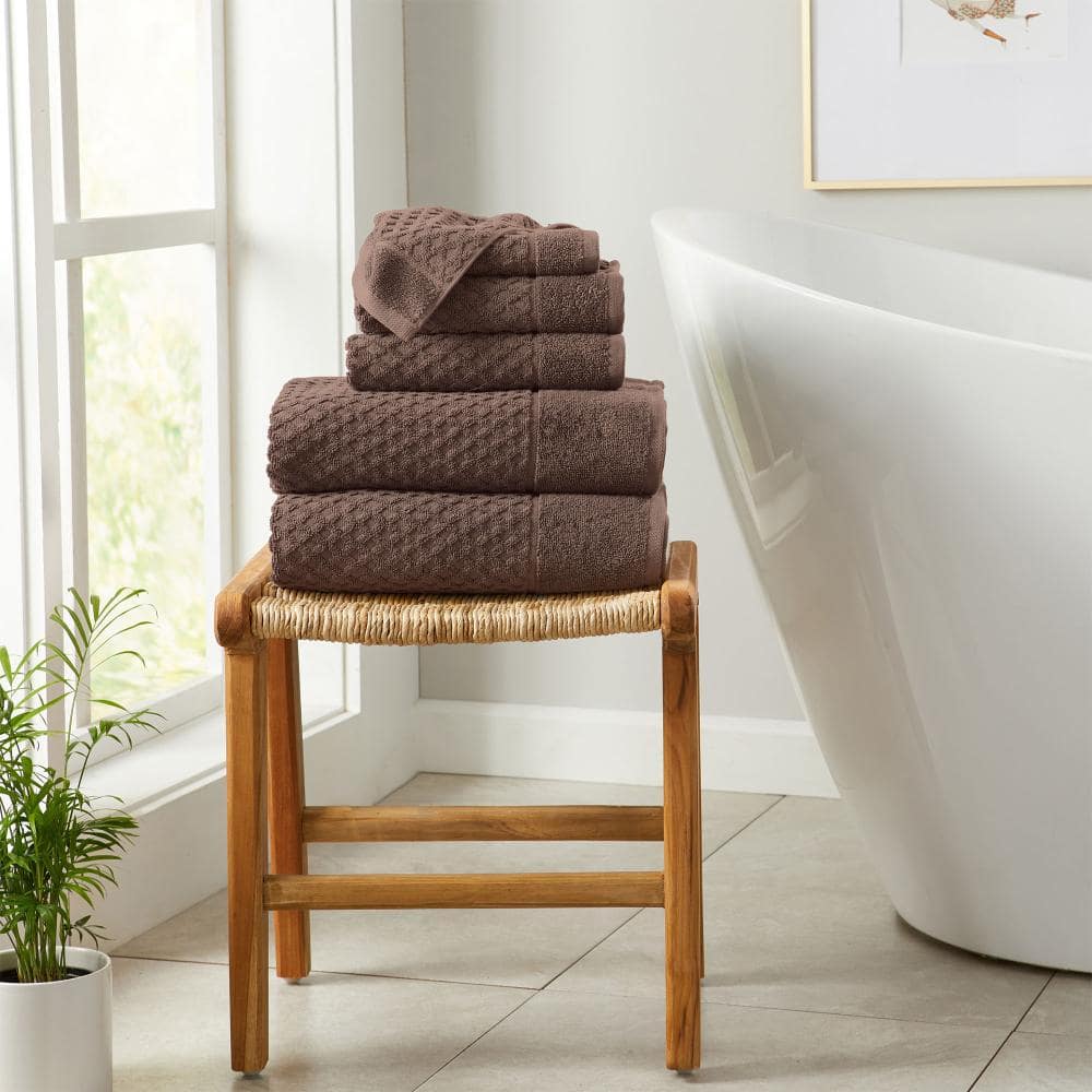 Ultra-Soft 100% Cotton Diamond Waffle 6-Piece Towel Set, Chocolate