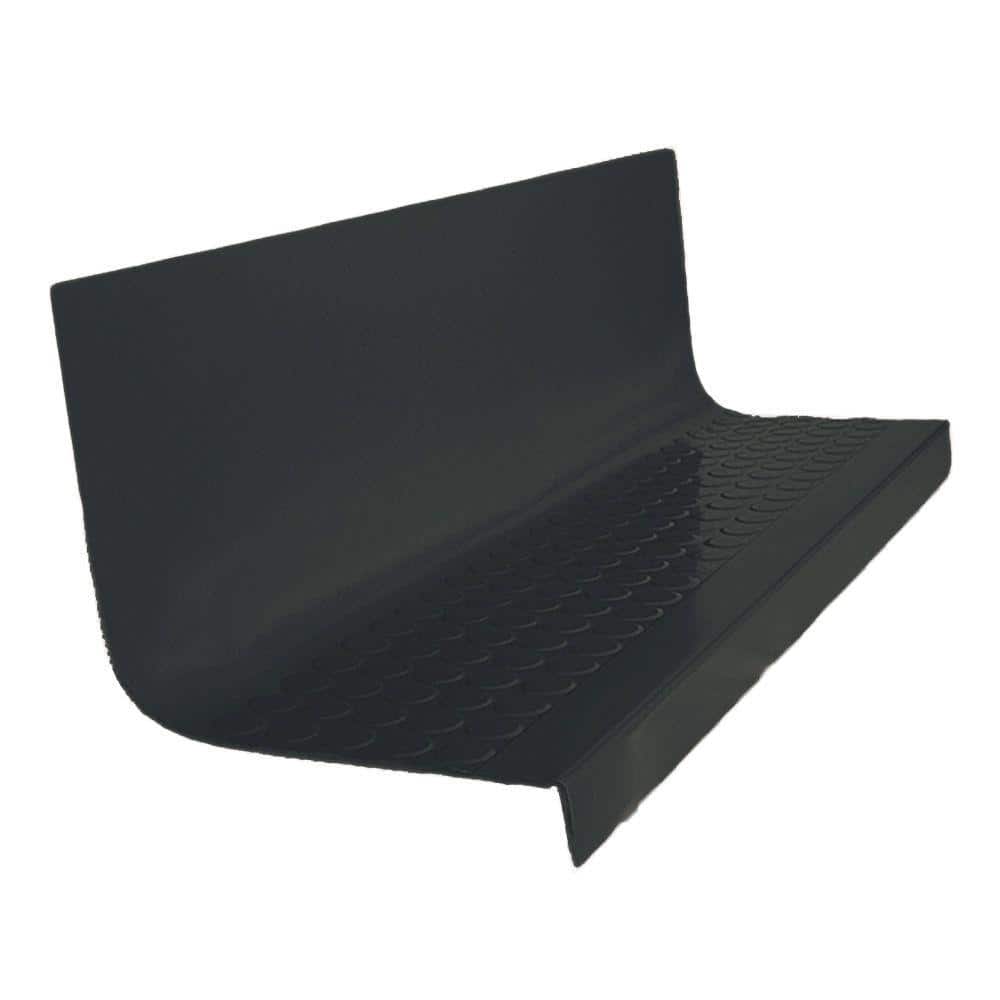 Vantage Profile Raised Circular Design 1-Piece Tread and Riser Black 20-7/16 in. x 42 in. Rubber Square Nose Stair Tread
