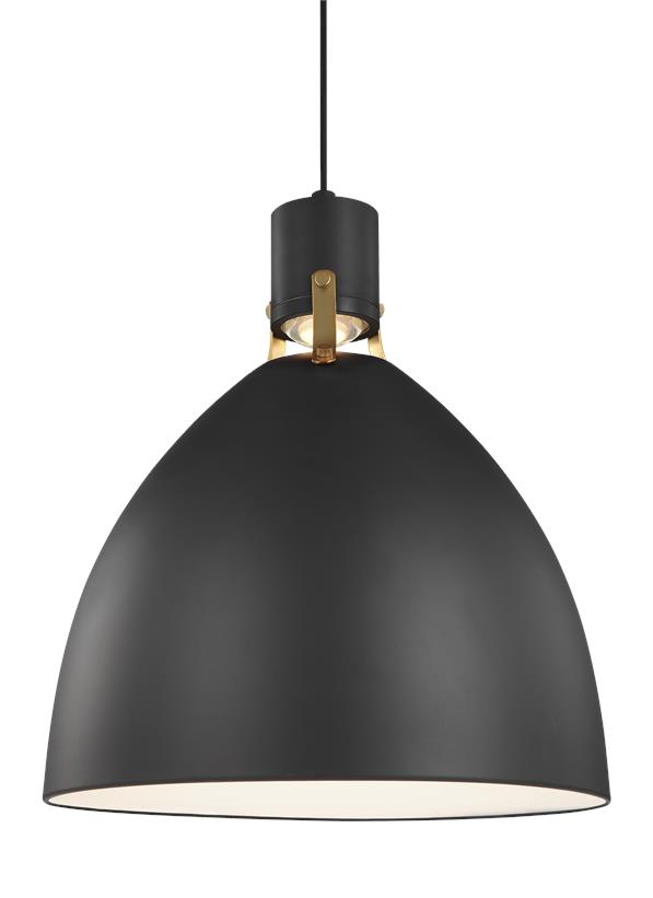 Visual Comfort Studio Brynne Pendant Light in Matte Black And Chrome by Sean Lavin