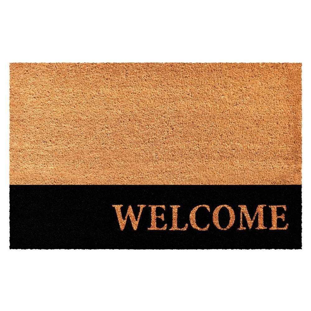 Welcome Black Stripe Doormat, 30" x 48"