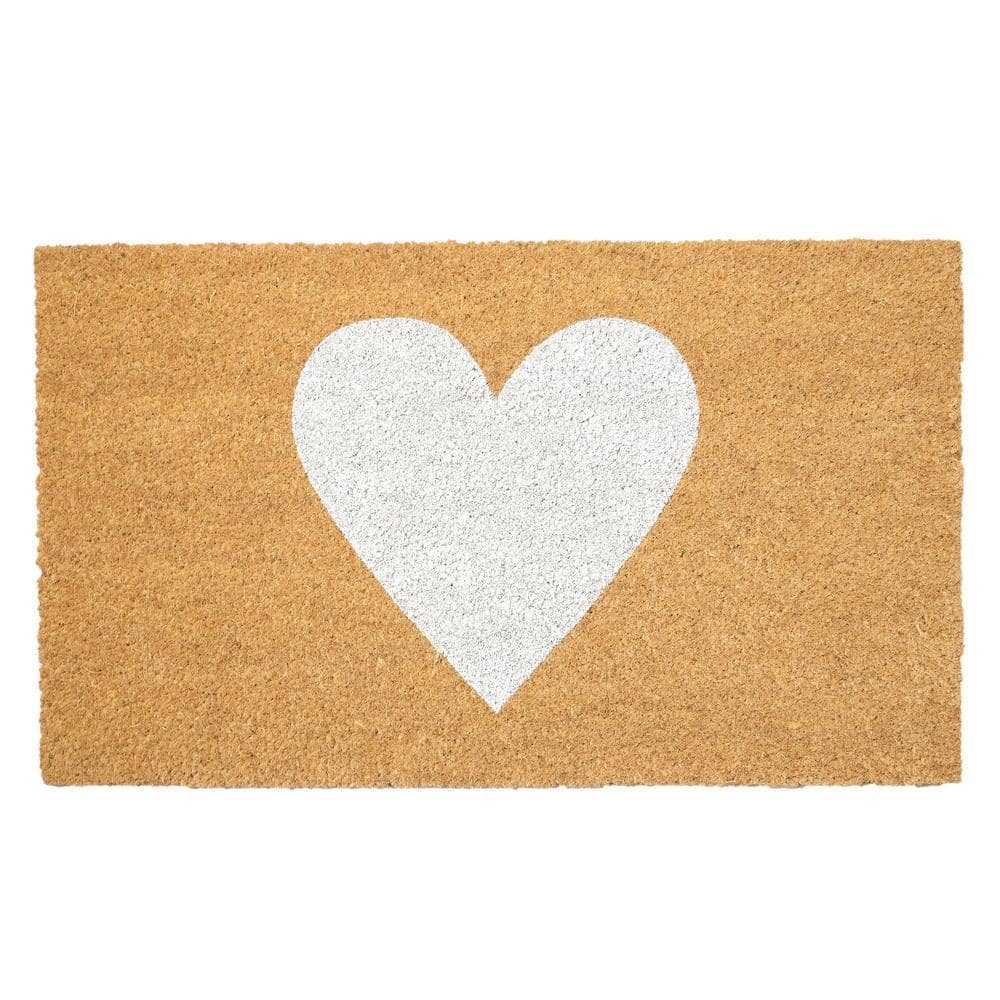 White Heart Doormat, 24" x 48"