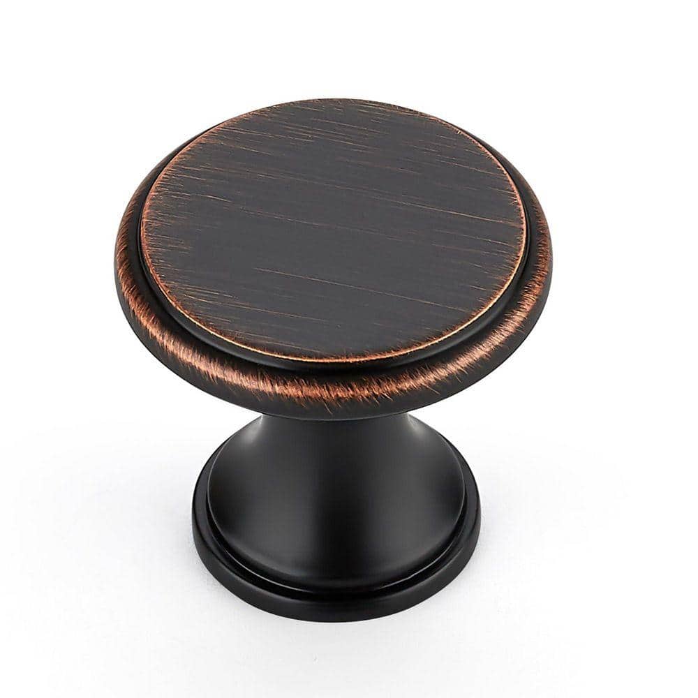 10-Pack 1-1/5 in. Oil Rubbed Bronze Round Knobs Smooth Finish Zinc Alloy Modern Cabinet Drawer Hardware