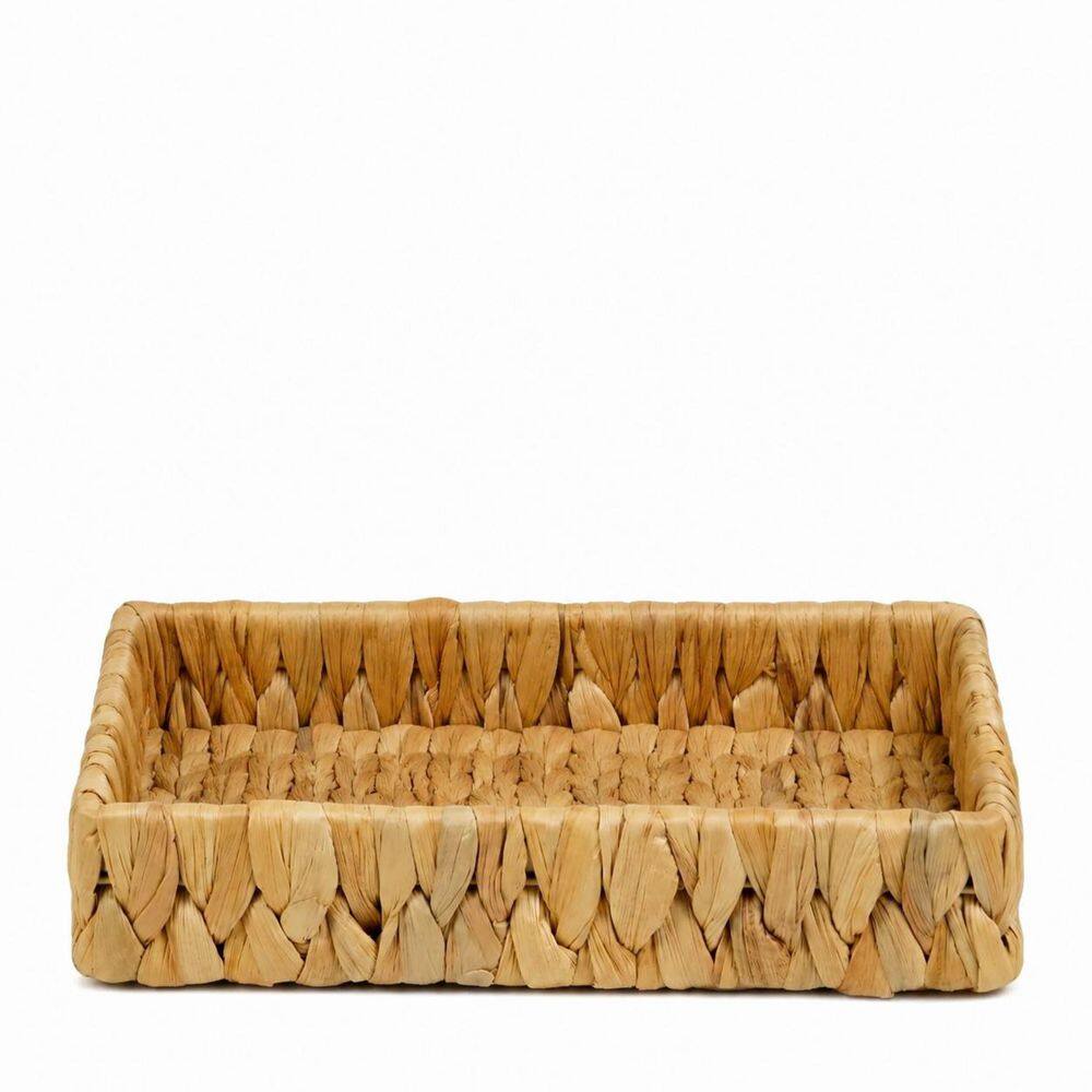 10 in. Handwoven Water Hyacinth Bathroom Tray for Countertop, Toilet Tank, Vanity, and Coffee Table Decor