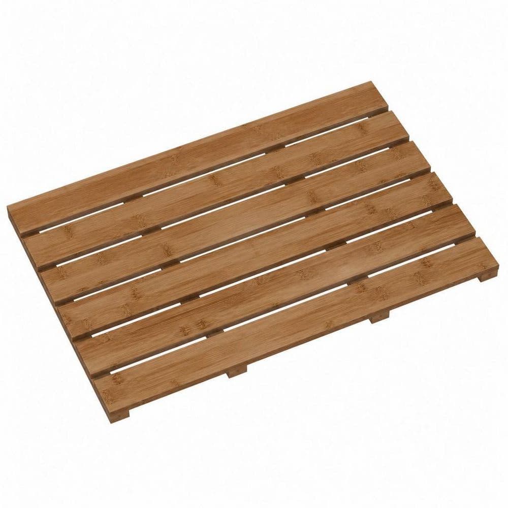 14.2 in. x 21.3 in. Bath Mat in Walnut, Non-Slip Bamboo Sturdy Water Proof Bathroom Carpet, Easy to Maintenance