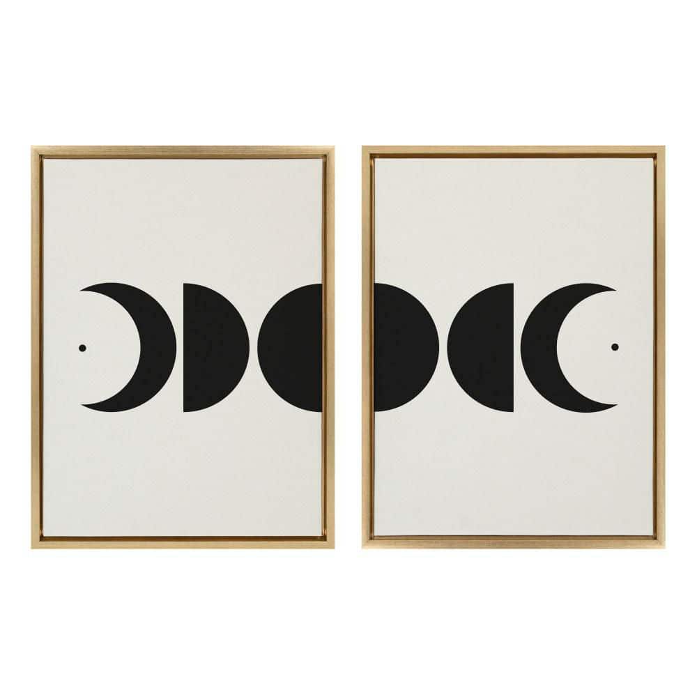 2-Piece Sylvie "Modern Geometric Moon Phases" by The Creative Bunch Studio Moons Framed Art Print Set 18 in. x 24 in.