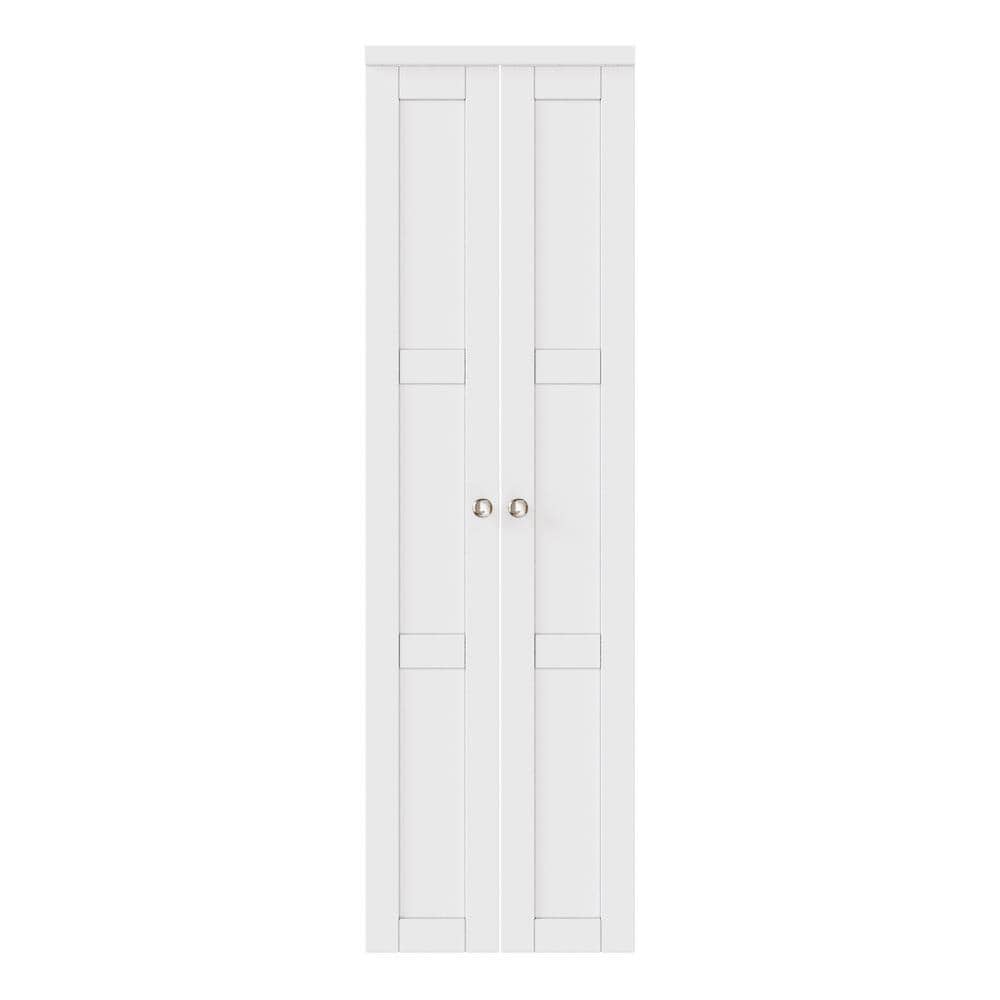24 in. x 96 in. 3-Lite Solid Core Panel White Primed Composite (Pivot French) Bi-Fold Door with 2-Types of Hardware