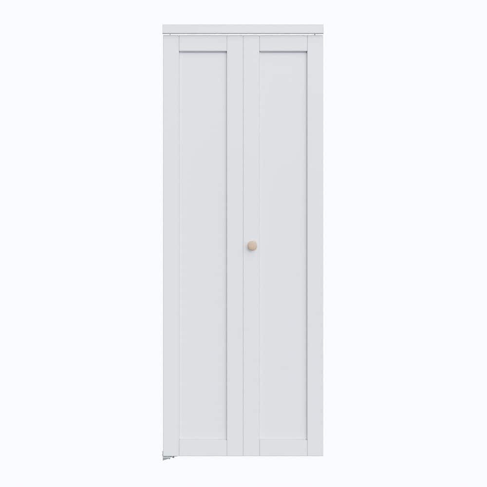 30 in. x 80 in. Solid Core White Primed Composite MDF Bi-fold Door with Hardware