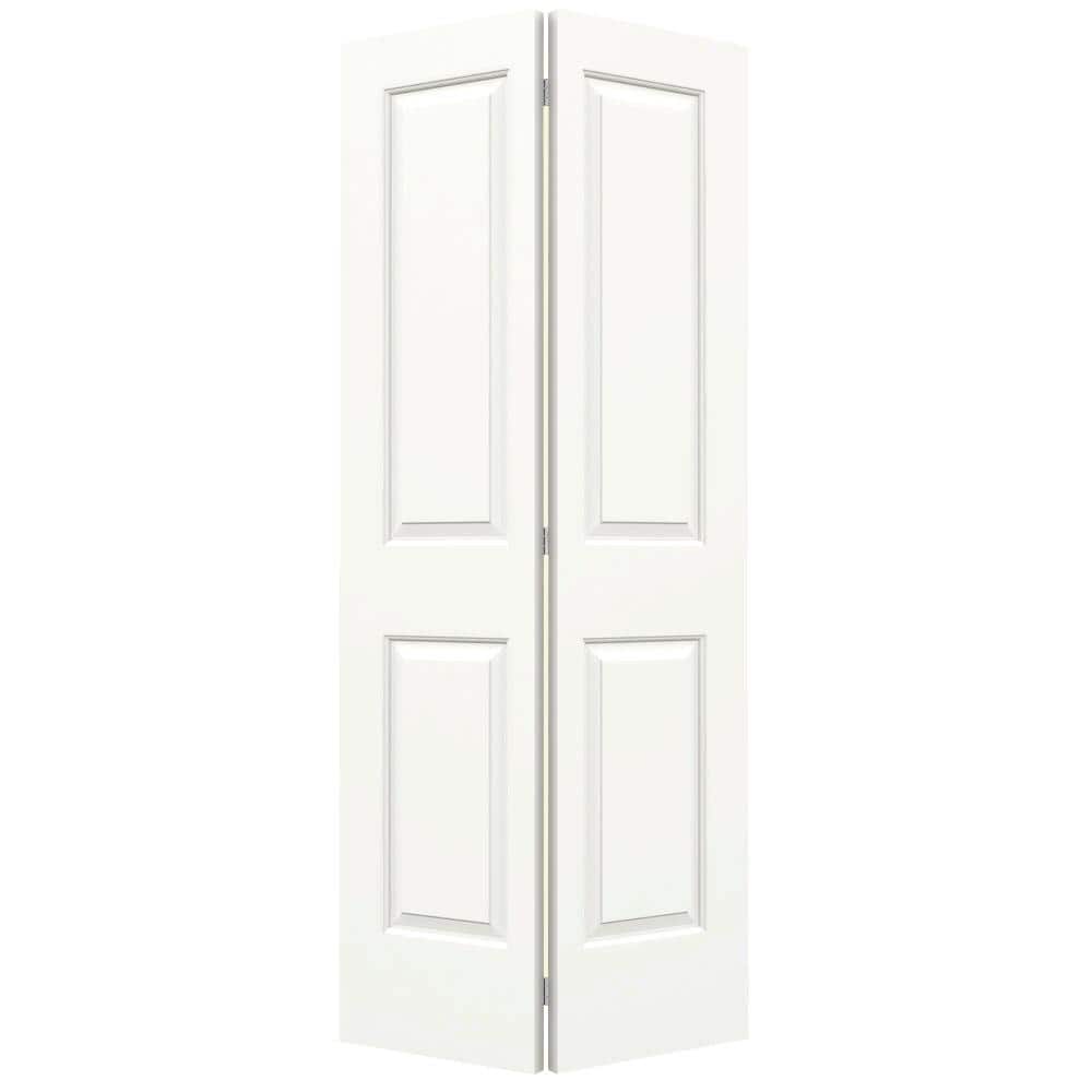 36 in. x 80 in. Carrara 2 Panel Hollow Core White Painted Molded Composite Closet Bi-Fold Door